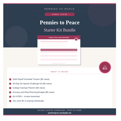 The Pennies to Peace Starter Kit — Complete Budget Bundle (4 Printable PDFs)